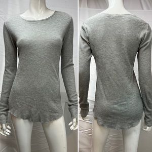 Women's VINCE Gray Waffle Long Sleeve Pima Cotton Thermal M Knit Top